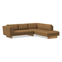 Anton Leather 2 Piece Terminal Chaise Sectional Wood Legs | Sofa With West Elm