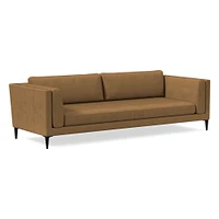 Anton 96" Sofa, Saddle Leather, Nut, Polished Dark Pewter