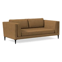 Anton 96" Sofa, Saddle Leather, Nut, Polished Dark Pewter