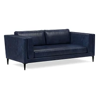 Anton 96" Sofa, Saddle Leather, Nut, Polished Dark Pewter