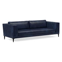 Anton 96" Sofa, Saddle Leather, Nut, Polished Dark Pewter