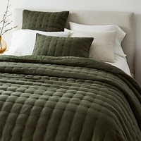 European Flax Linen Tack Stitch Quilt & Shams | West Elm