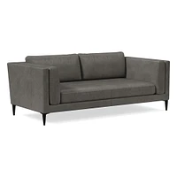 Anton 96" Sofa, Saddle Leather, Nut, Polished Dark Pewter