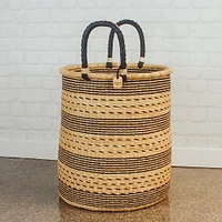 Bolga Baskets - Laundry Hamper Natural Palette with Diamonds