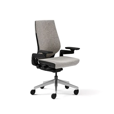 Steelcase Gesture Armed Task Chair With Lumbar, Soft Casters, Black Frame, Remix, Pebble