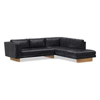 Anton Leather 2 Piece Terminal Chaise Sectional Wood Legs | Sofa With West Elm