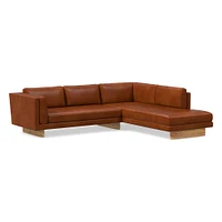 Anton Leather 2 Piece Terminal Chaise Sectional Wood Legs | Sofa With West Elm