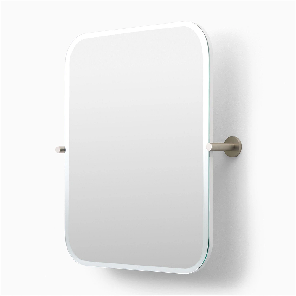 Frameless Pivot Mirror, Rectangle, 20" x 24", Antique Brass