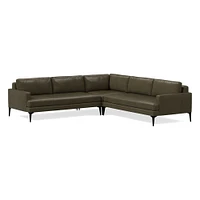 Andes 94" Multi Seat 3-Piece L-Shaped Sectional, Standard Depth, Saddle Leather, Nut, BB