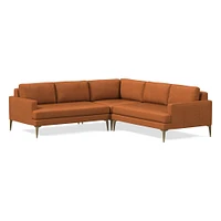 Andes 94" Multi Seat 3-Piece L-Shaped Sectional, Standard Depth, Saddle Leather, Nut, BB