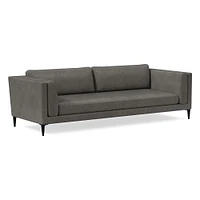 Anton 96" Sofa, Saddle Leather, Nut, Polished Dark Pewter