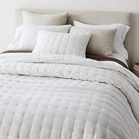 European Flax Linen Tack Stitch Quilt & Shams | West Elm