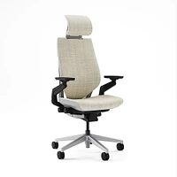 Steelcase Gesture Armed Task Chair With Lumbar, Hard Casters, Headrest, Black Frame, Remix, Pebble