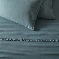 European Flax Linen Ruffle Sheet Set & Pillowcases | West Elm