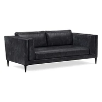 Anton 96" Sofa, Saddle Leather, Nut, Polished Dark Pewter