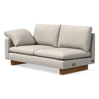 Open Box: Harmony Petite LA 2.5 Seater Sofa, Down Blend, Performance Distressed Velvet, Golden Oak, Dark Walnut