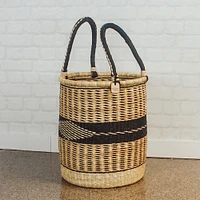 Bolga Baskets - Laundry Hamper Natural Palette with Diamonds