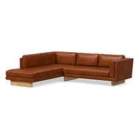 Anton Leather 2 Piece Terminal Chaise Sectional Wood Legs | Sofa With West Elm