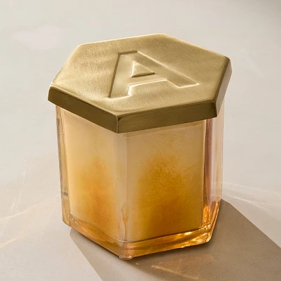 Monogram Hexagonal Candle, Gold, A