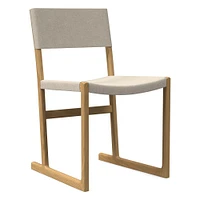 Clyde Dining Chair, Yarn Dyed Linen Weave, Alabaster, Blonde