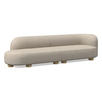 Laurent 122.5" 2-Piece Bumper Sofa, Left-Arm 2 Seater Right-Arm Performance Yarn Dyed Linen Weave, Alabaster, Blonde