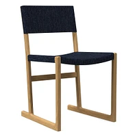 Clyde Dining Chair, Yarn Dyed Linen Weave, Alabaster, Blonde