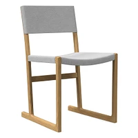 Clyde Dining Chair, Yarn Dyed Linen Weave, Alabaster, Blonde