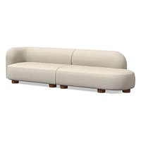 Laurent 122.5" 2-Piece Bumper Sofa, Left-Arm 2 Seater Right-Arm Performance Yarn Dyed Linen Weave, Alabaster, Blonde