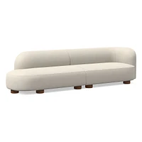 Laurent 122.5" 2-Piece Bumper Sofa, Left-Arm 2 Seater Right-Arm Performance Yarn Dyed Linen Weave, Alabaster, Blonde