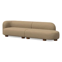 Laurent 122.5" 2-Piece Bumper Sofa, Left-Arm 2 Seater Right-Arm Performance Yarn Dyed Linen Weave, Alabaster, Blonde