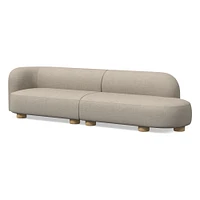 Laurent 122.5" 2-Piece Bumper Sofa, Left-Arm 2 Seater Right-Arm Performance Yarn Dyed Linen Weave, Alabaster, Blonde