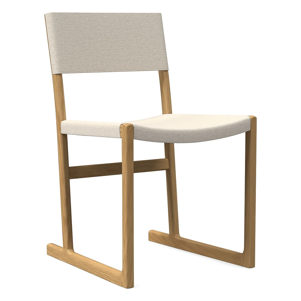 Clyde Dining Chair, Yarn Dyed Linen Weave, Alabaster, Blonde