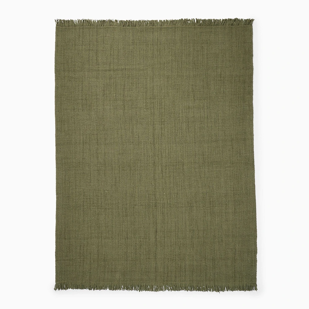 Solid Basketweave Wool Rug | West Elm