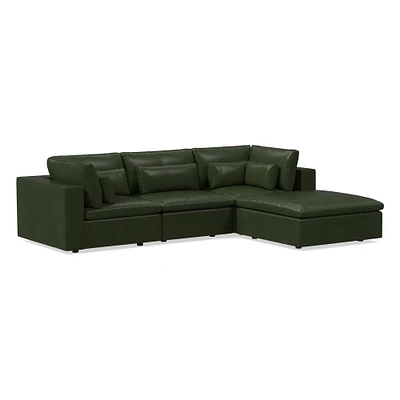 Harmony Modular Set 80 Corner Armless Single Ottoman Down Saddle Leather Nut Concealed Supports