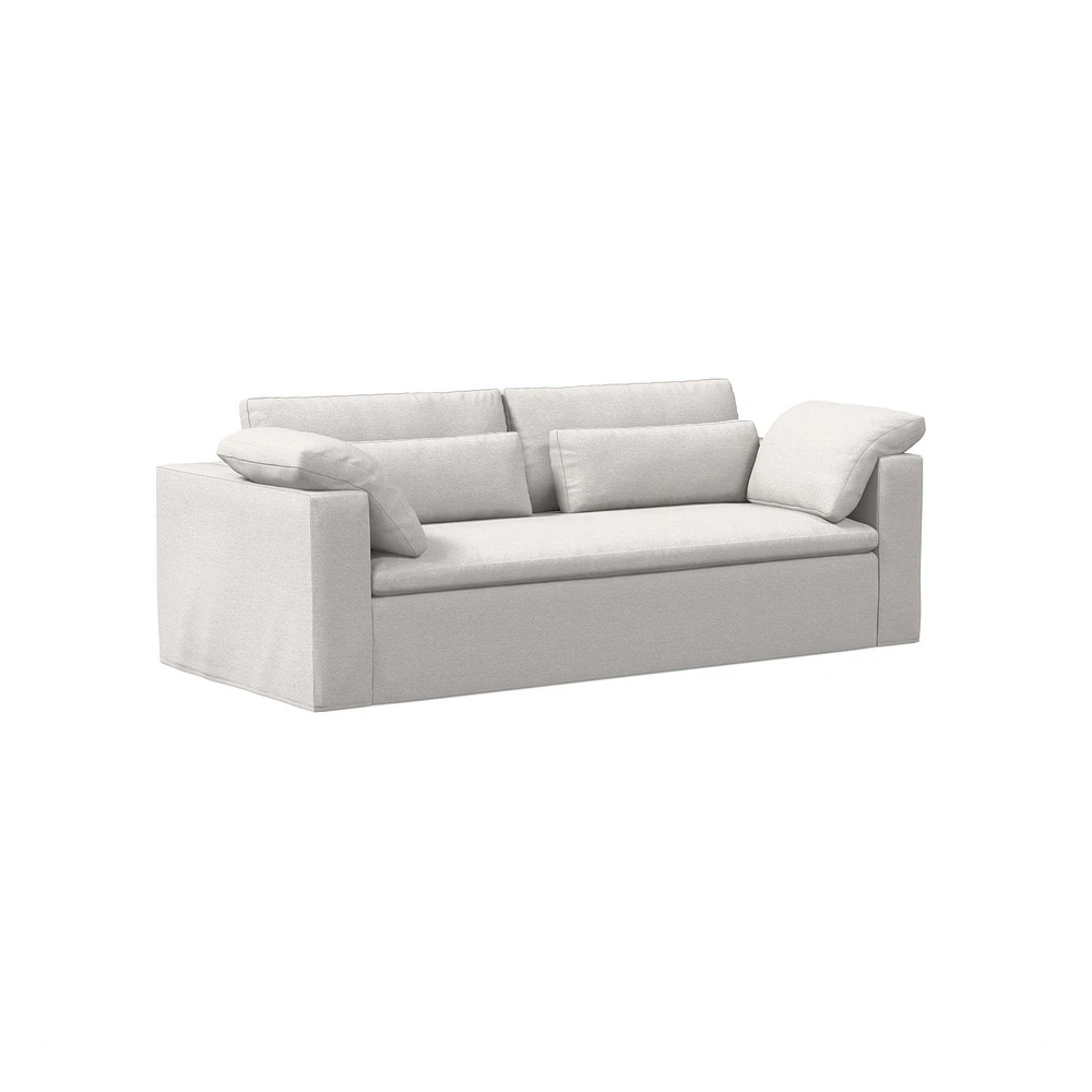 Harmony Modular 82" Sofa Skirted Slipcover Down Yarn Dyed Linen Weave Alabaster Concealed Supports