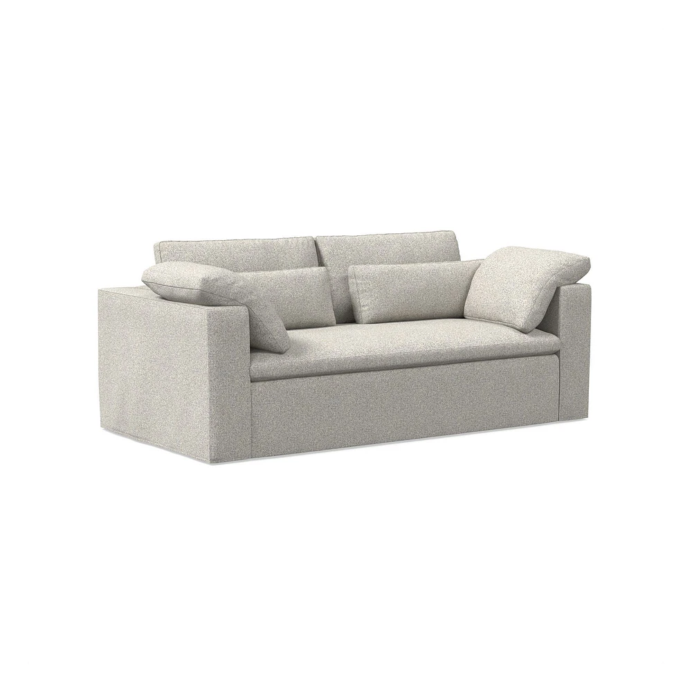 Harmony Modular 82" Sofa Skirted Slipcover Down Yarn Dyed Linen Weave Alabaster Concealed Supports