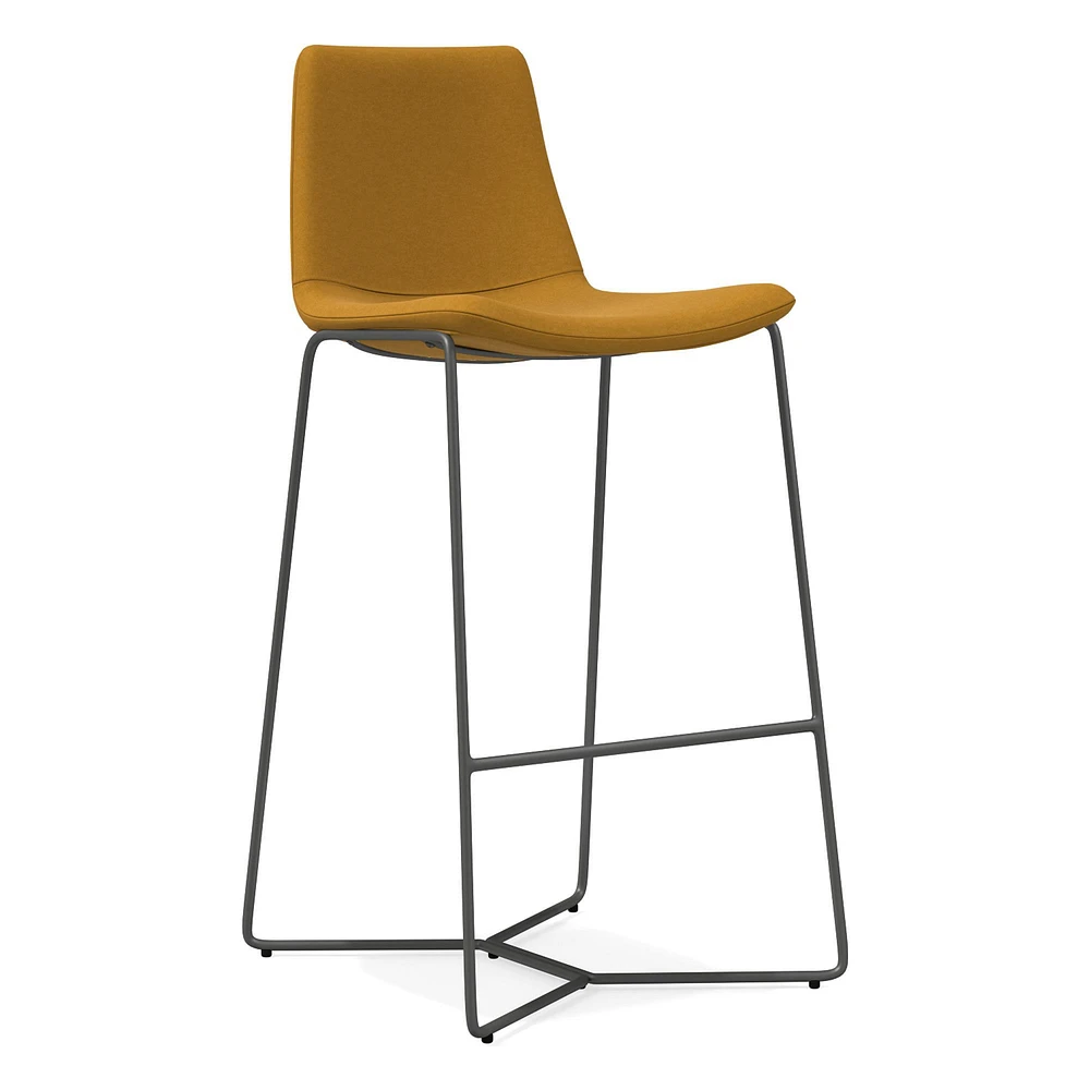 Open Box: Slope Bar Stool, Performance Velvet, Dijon, Charcoal