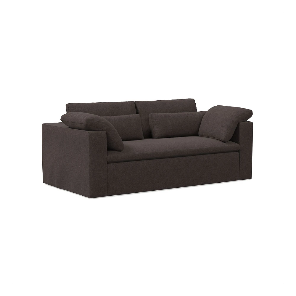 Harmony Modular 82" Sofa Skirted Slipcover Down Yarn Dyed Linen Weave Alabaster Concealed Supports