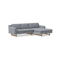 Eddy 92" Left 2-Piece Chaise Sectional, Yarn Dyed Linen Weave, Pewter, Almond