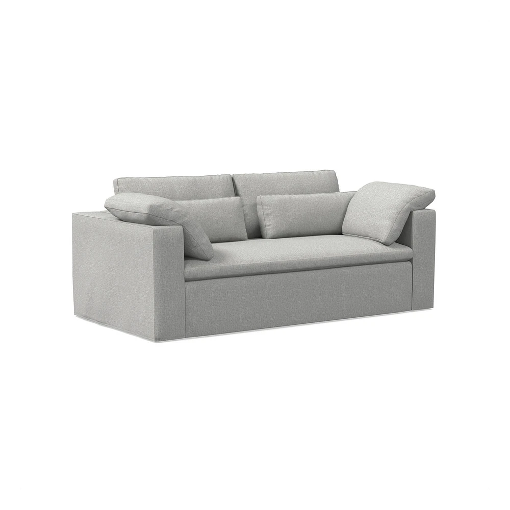 Harmony Modular 82" Sofa Skirted Slipcover Down Yarn Dyed Linen Weave Alabaster Concealed Supports