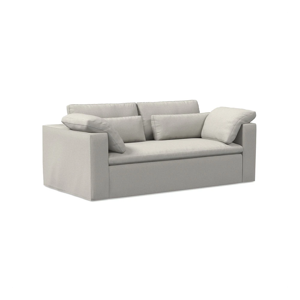 Harmony Modular 82" Sofa Skirted Slipcover Down Yarn Dyed Linen Weave Alabaster Concealed Supports