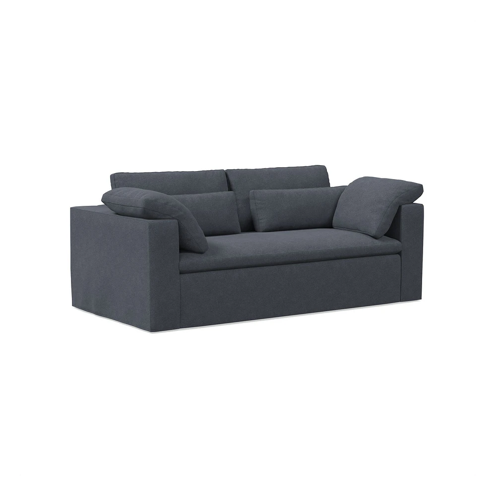 Harmony Modular 82" Sofa Skirted Slipcover Down Yarn Dyed Linen Weave Alabaster Concealed Supports