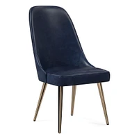 Mid-Century High-Back Leather Dining Chair - Metal Legs | West Elm