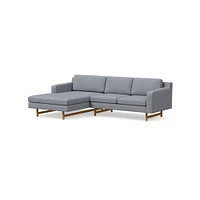 Eddy 92" Left 2-Piece Chaise Sectional, Yarn Dyed Linen Weave, Pewter, Almond