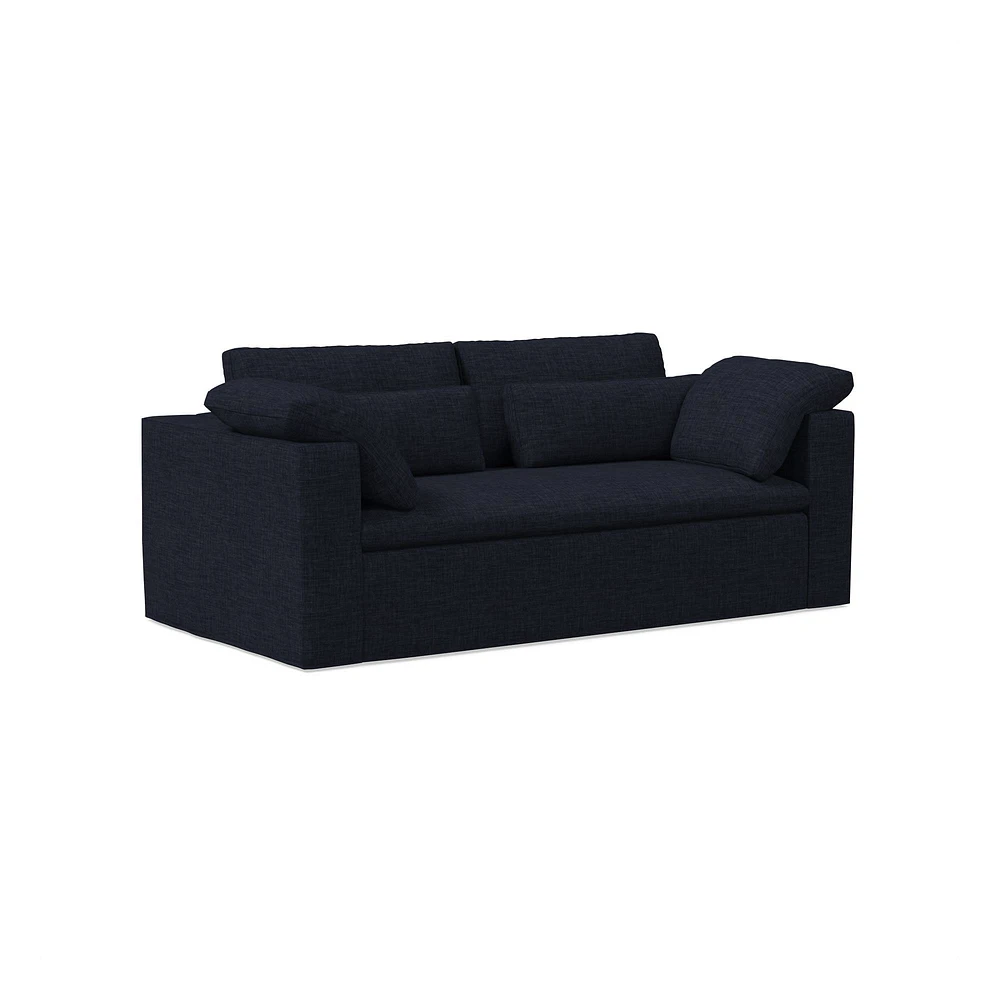 Harmony Modular 82" Sofa Skirted Slipcover Down Yarn Dyed Linen Weave Alabaster Concealed Supports