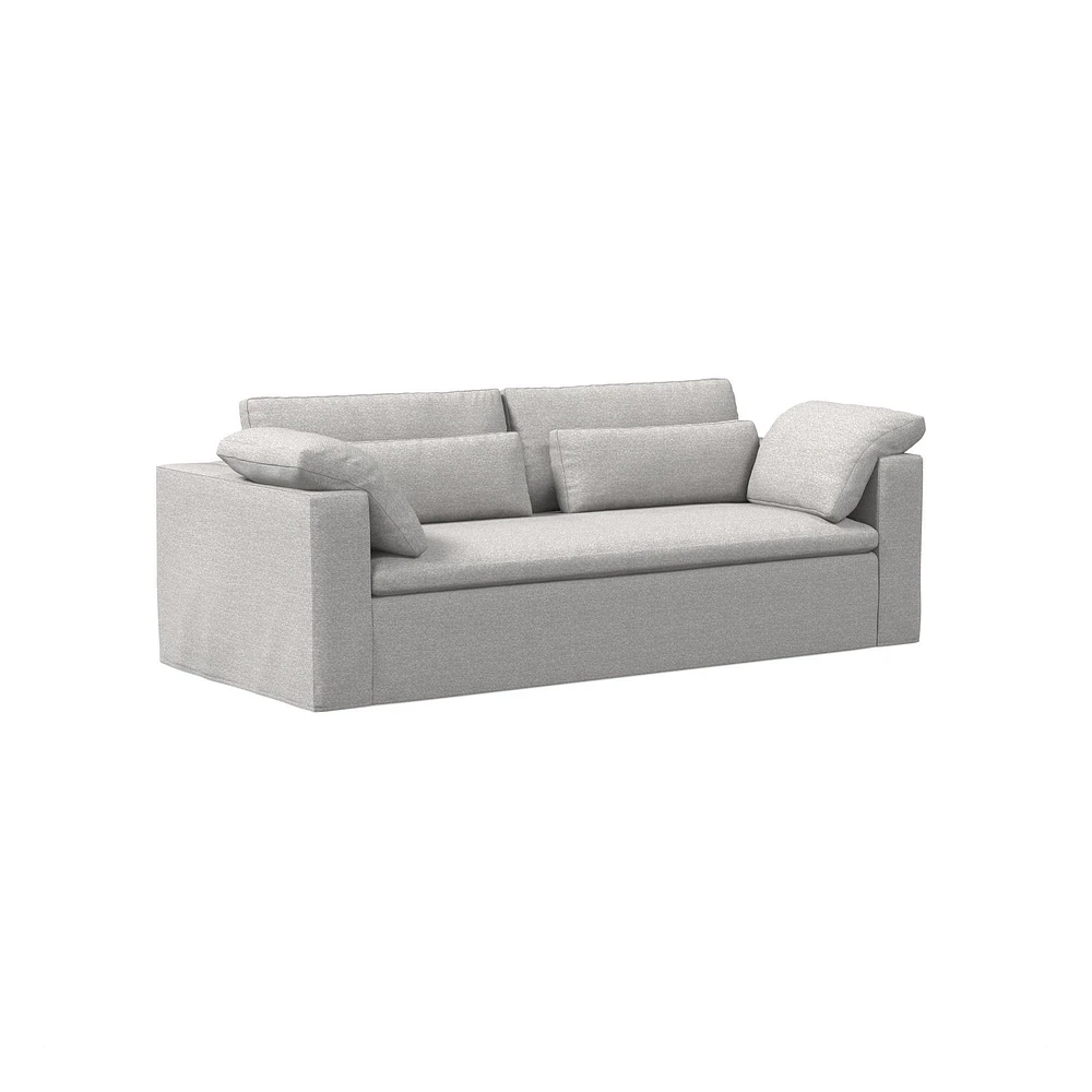 Harmony Modular 82" Sofa Skirted Slipcover Down Yarn Dyed Linen Weave Alabaster Concealed Supports