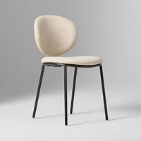 Flynn Dining Chair, Yarn Dyed Linen Weave, Alabaster, Dark Bronze