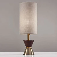 Carmen Table Lamp, Antique Brass/Walnut Rubberwood