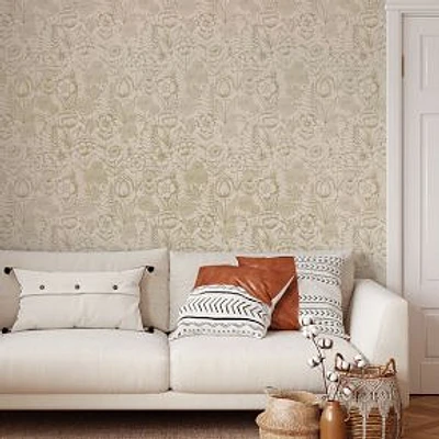 Homestead Floral Vintage Gold Peel and Stick Wallpaper