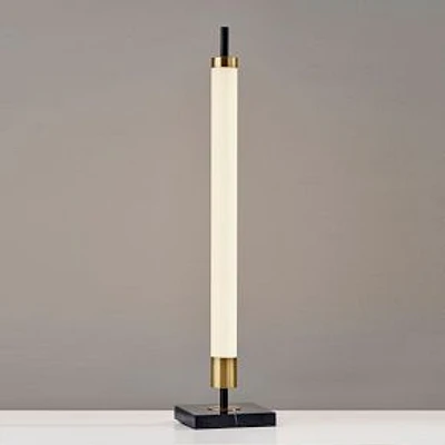 Piper LED Table Lamp, Black/Antique Brass